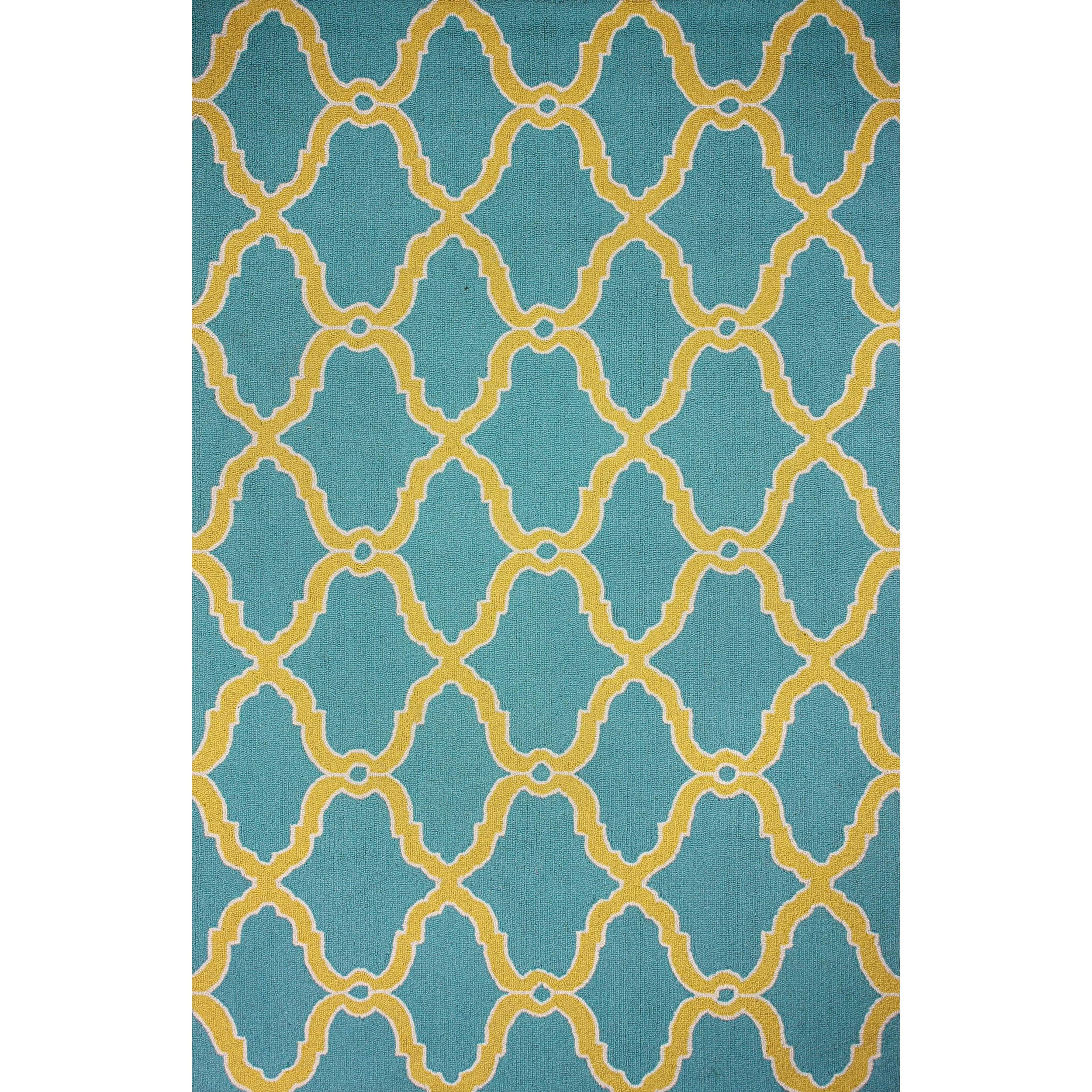 Nuloom Hand hooked Moroccan Trellis Wool Blue Rug (5 X 8)