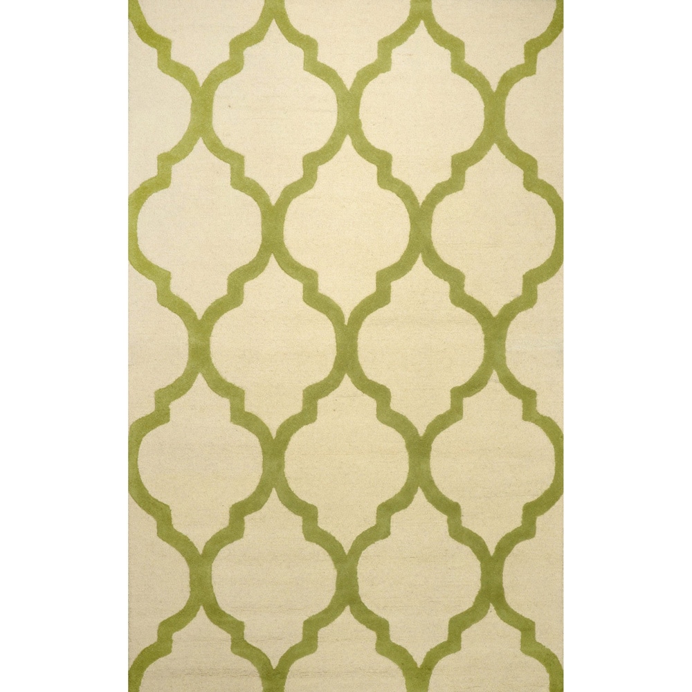 Nuloom Hand looped Moroccan Trellis Wool Green Rug (5 X 8)