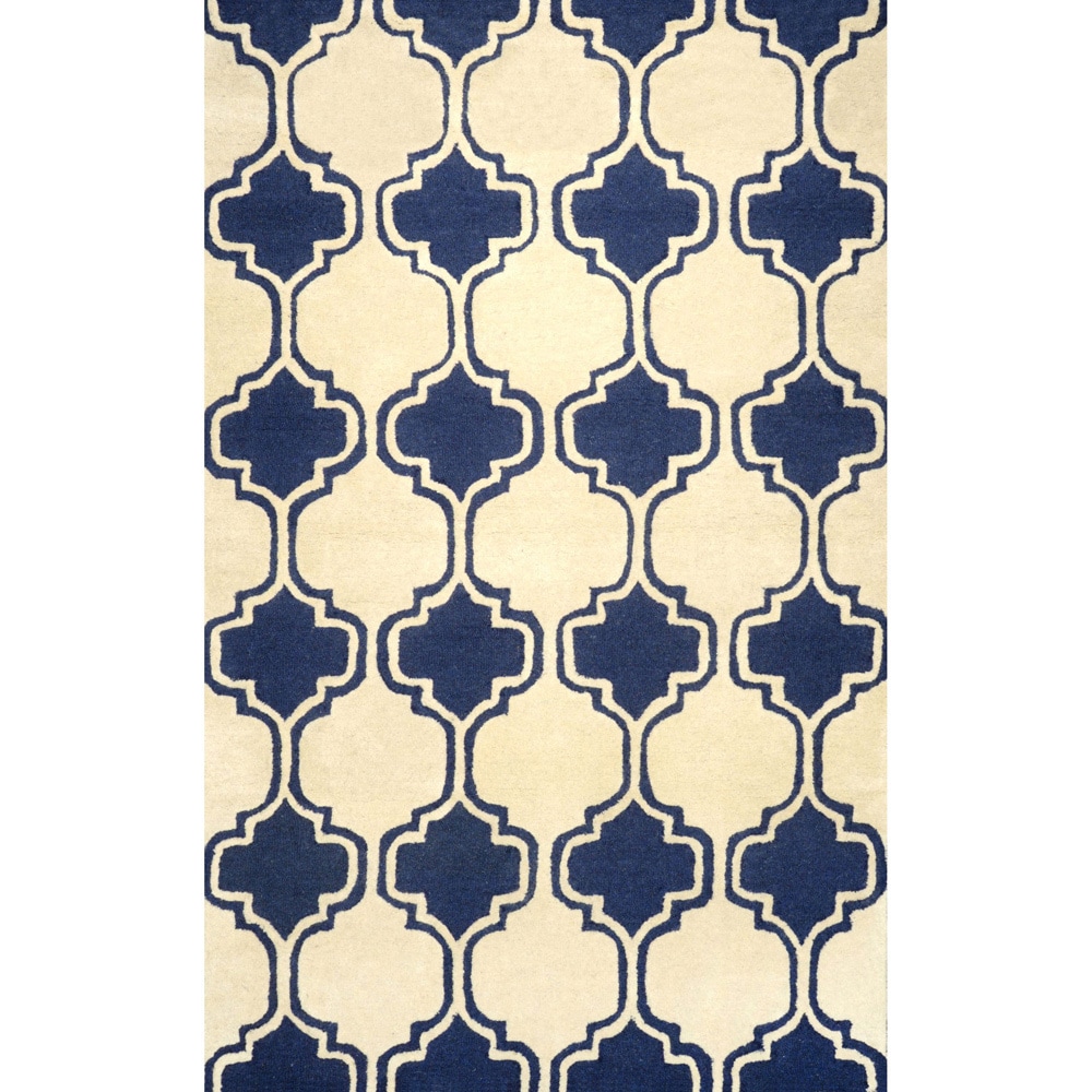 Nuloom Hand tufted Moroccan Trellis Wool Navy Rug (5 X 8)