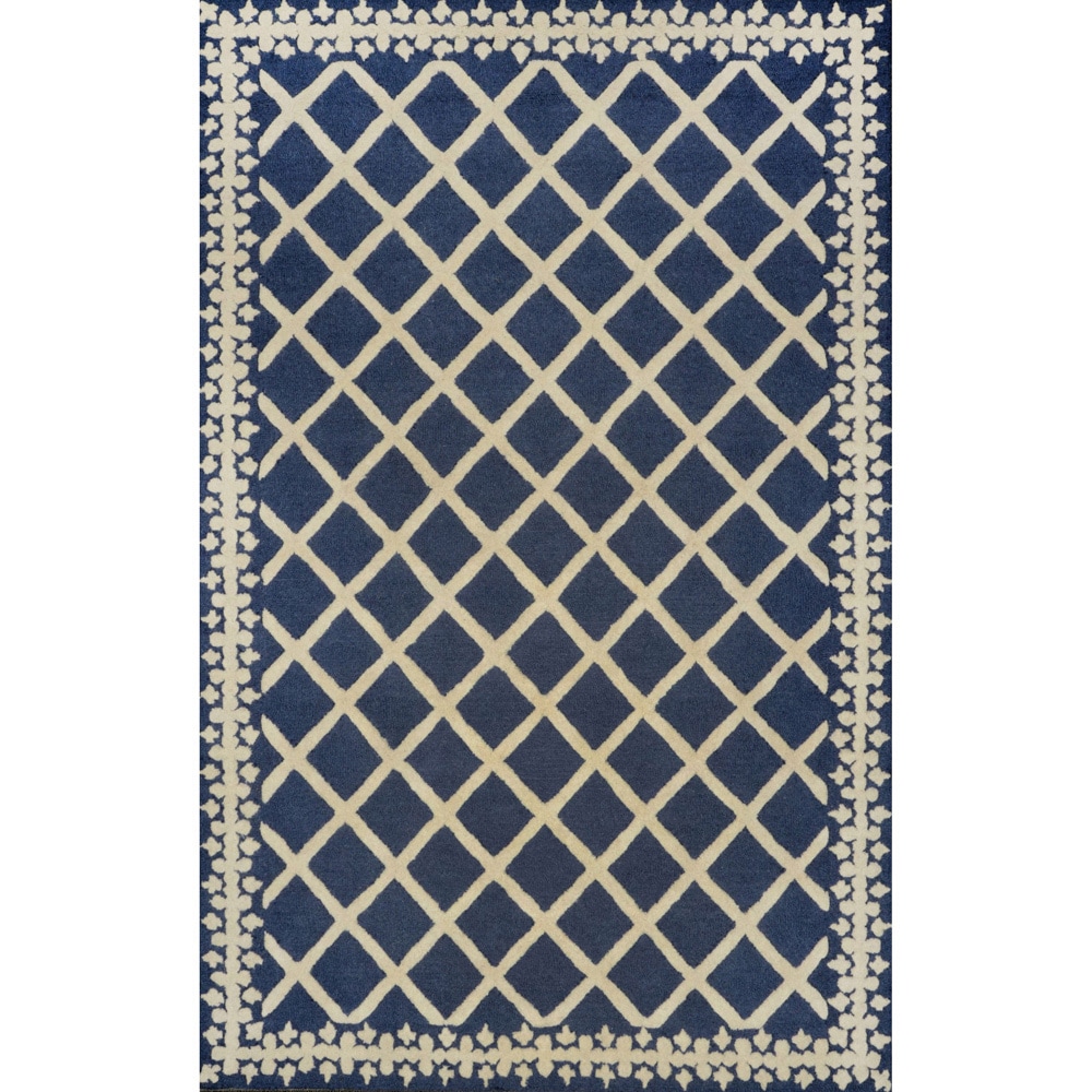 Nuloom Hand tufted Lattice Wool Navy Rug (5 X 8)