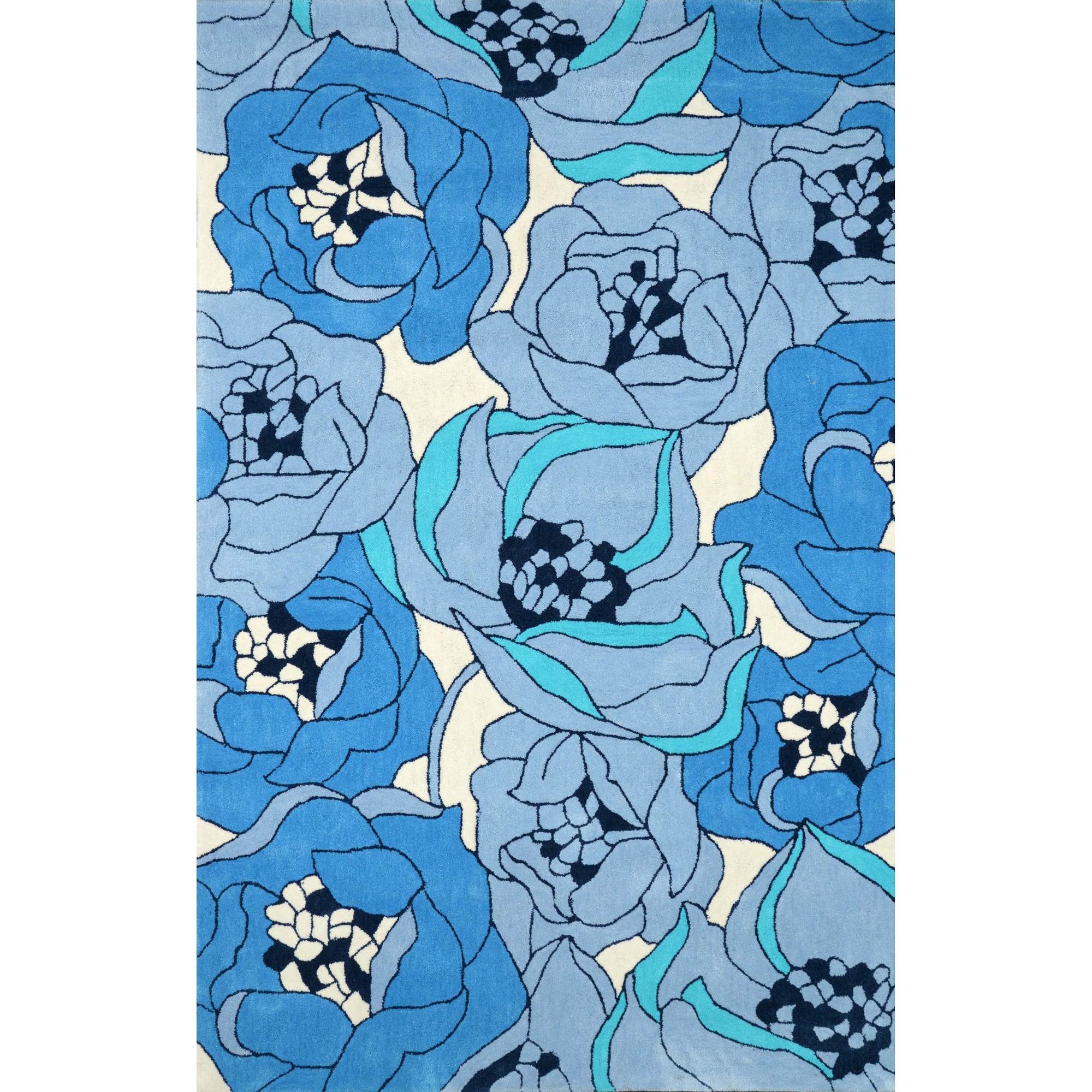 Nuloom Hand tufted Floral Synthetics Blue Rug (5 X 8)