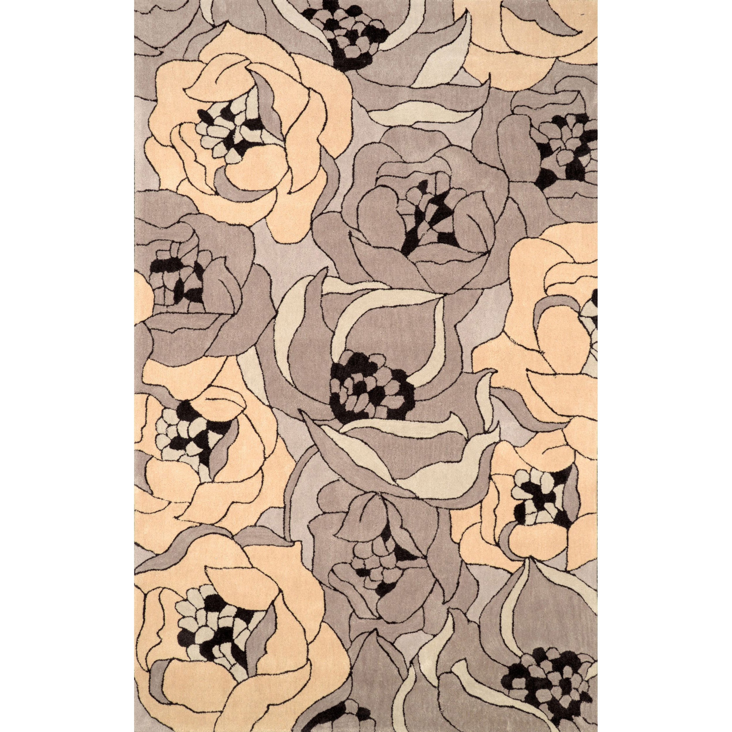 Nuloom Hand tufted Floral Synthetics Cream Rug (5 X 8)