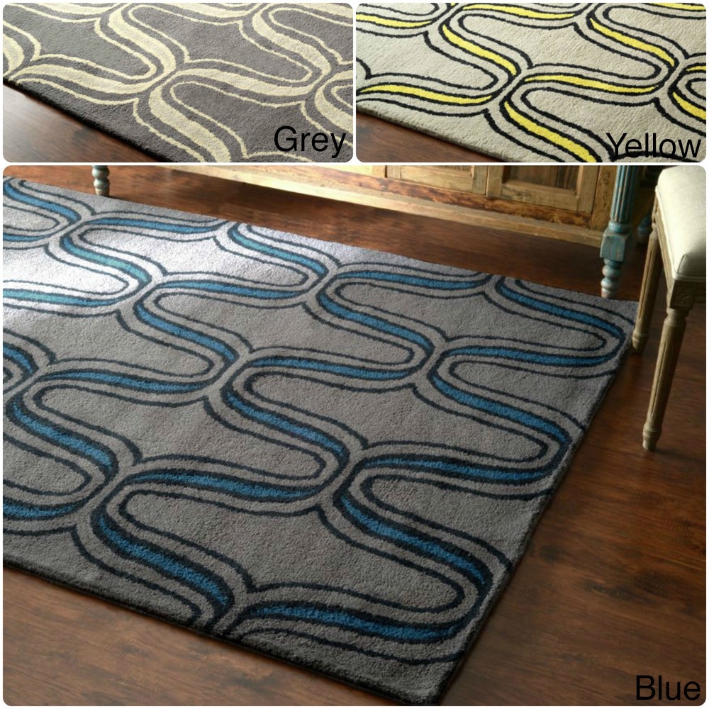 Brooklyn Rug Co Hand-hooked Novelty Stripe Nautical Anchors Yellow Wool Rug  (5' x 8') - Bed Bath & Beyond - 8646687