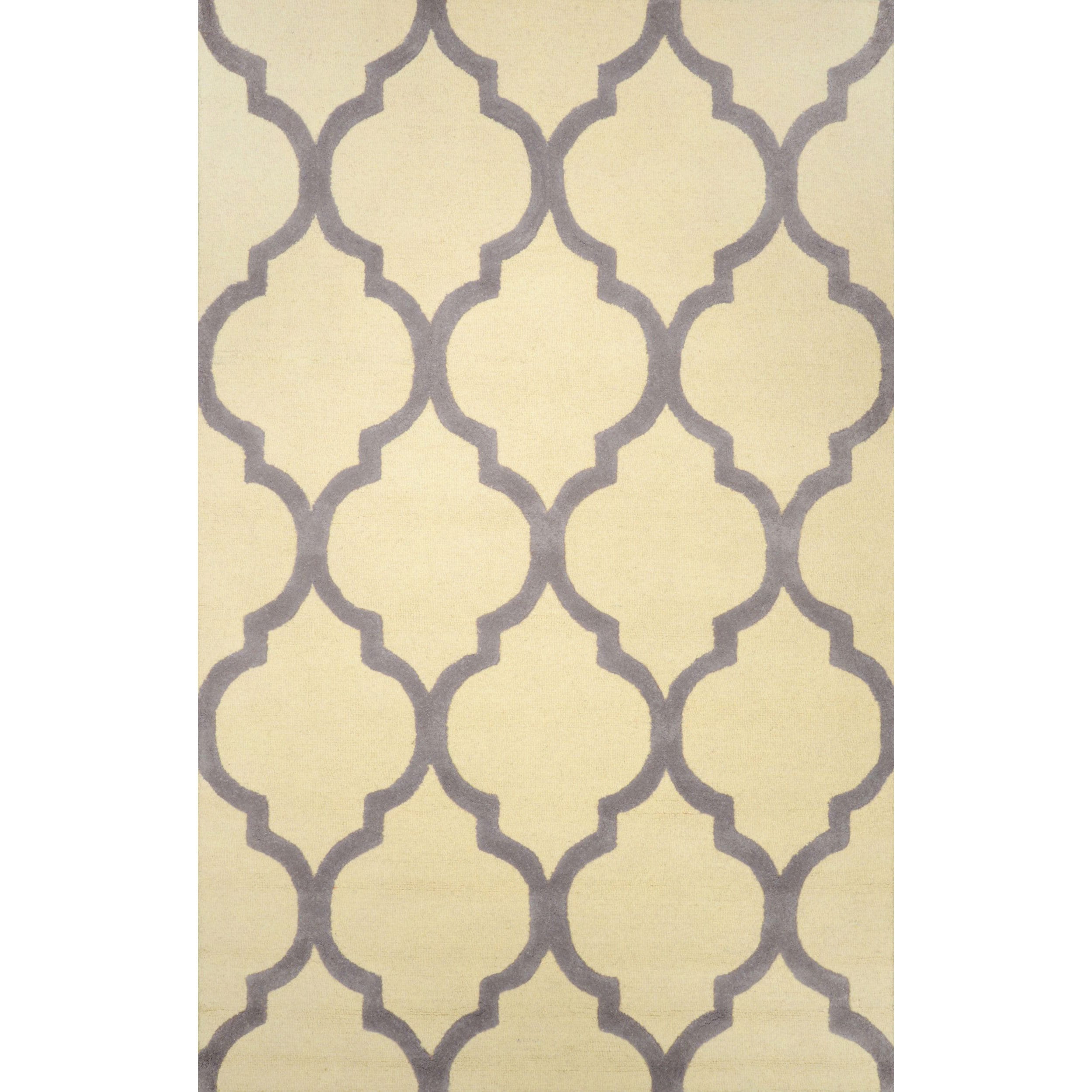 Nuloom Hand looped Moroccan Trellis Wool Grey Rug (5 X 8)