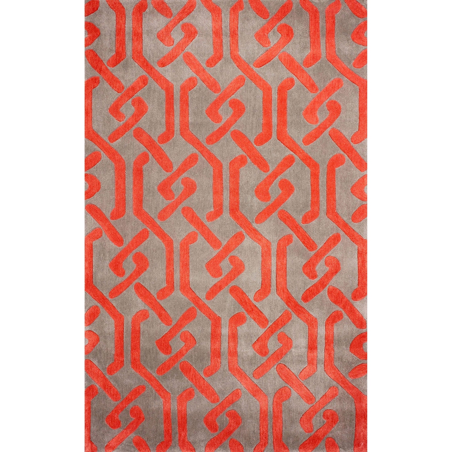Nuloom Hand tufted Chain Trellis Synthetics Red Rug (7 6 X 9 6)
