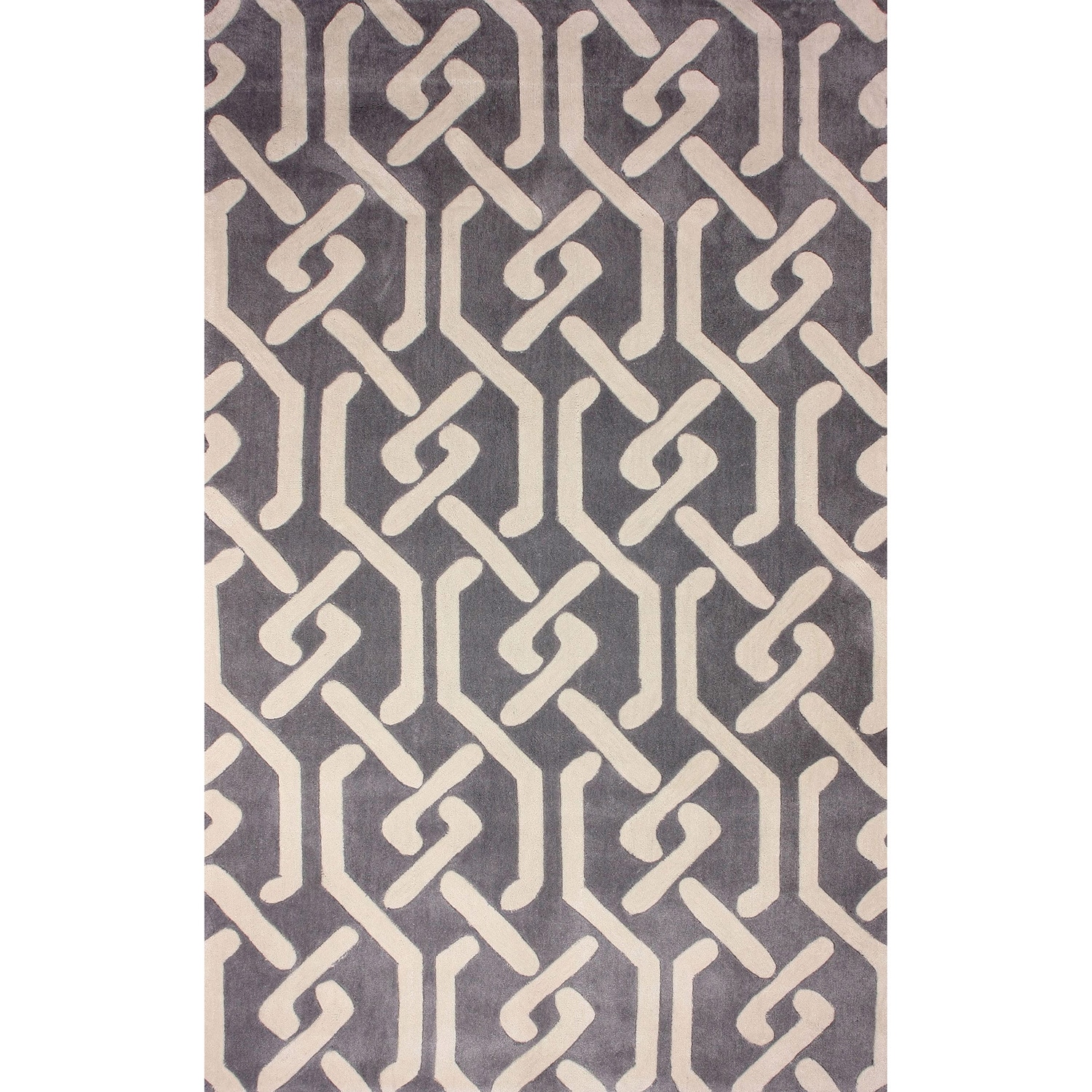 Nuloom Hand tufted Chain Trellis Synthetics Grey Rug (7 6 X 9 6)