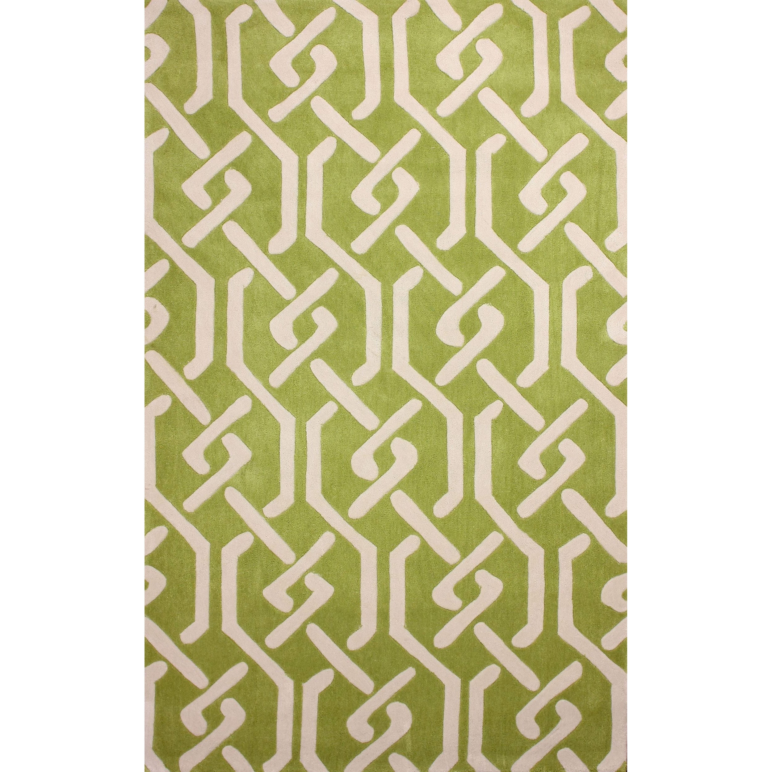 Nuloom Hand tufted Chain Trellis Synthetics Lime Rug (7 6 X 9 6)