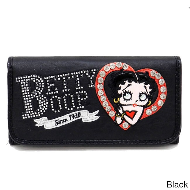 Rhinestone Heart Betty Boop Checkbook Wallet