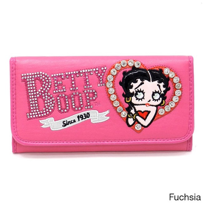 Rhinestone Heart Betty Boop Checkbook Wallet