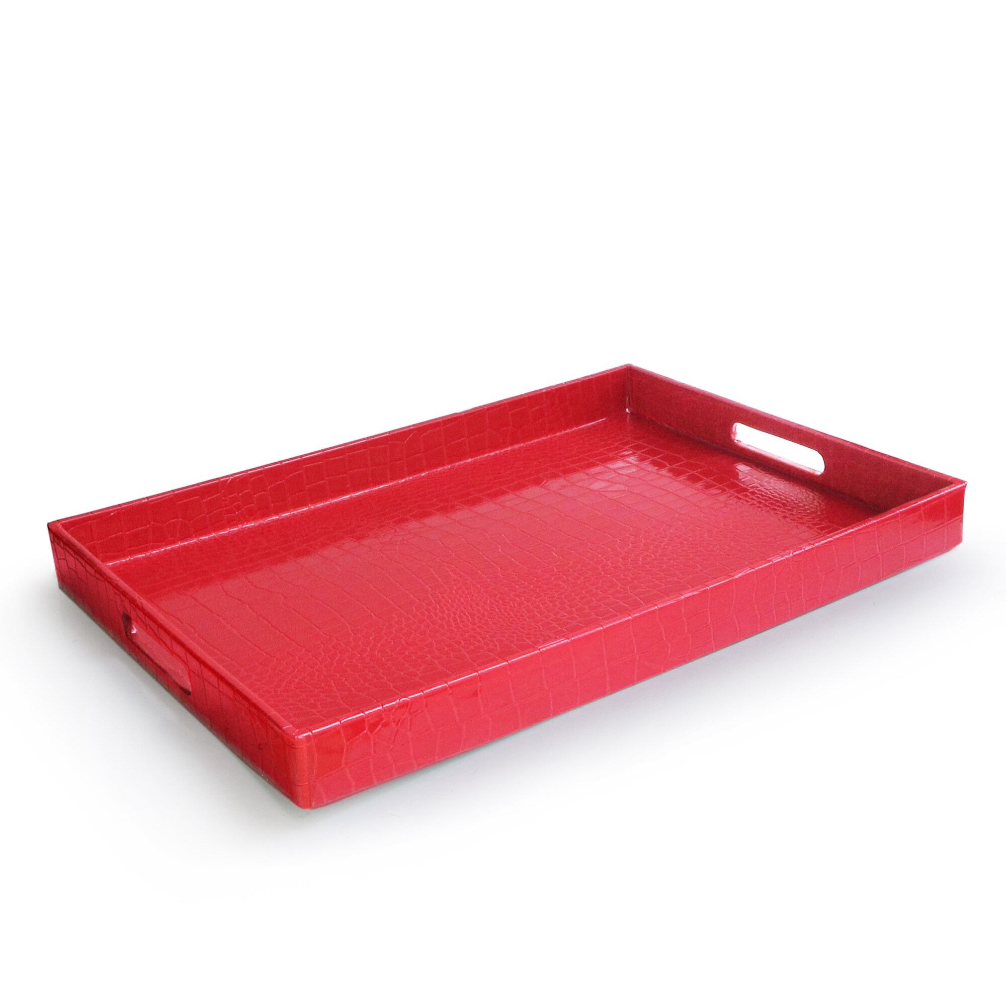 Rectangular Plastic Trays (9 Trays - Red, White, Blue) Measure 15.4 in x  10.4 in, BPA Free, Dishwaster Safe 