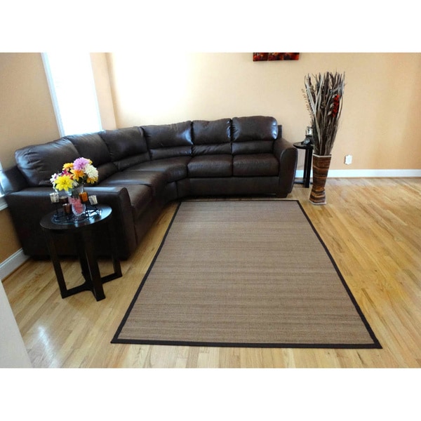 Hand-woven Beige Rayon from Bamboo Rug (8' x 10')