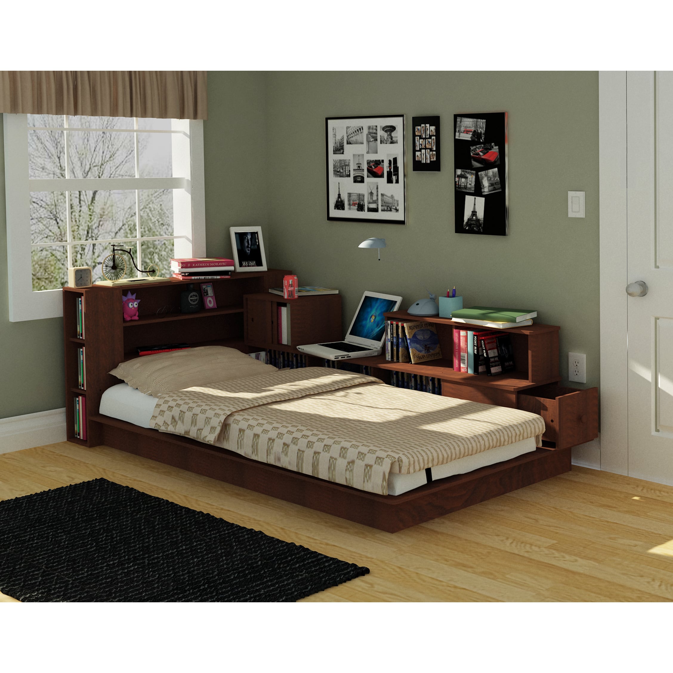 Rack Kingston Rustic Cherry Twin Platform Bed