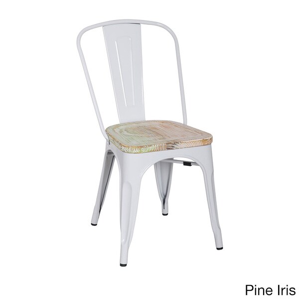 Shop White Frame Vintage Sheet Metal Armless Chair with Antique Wood