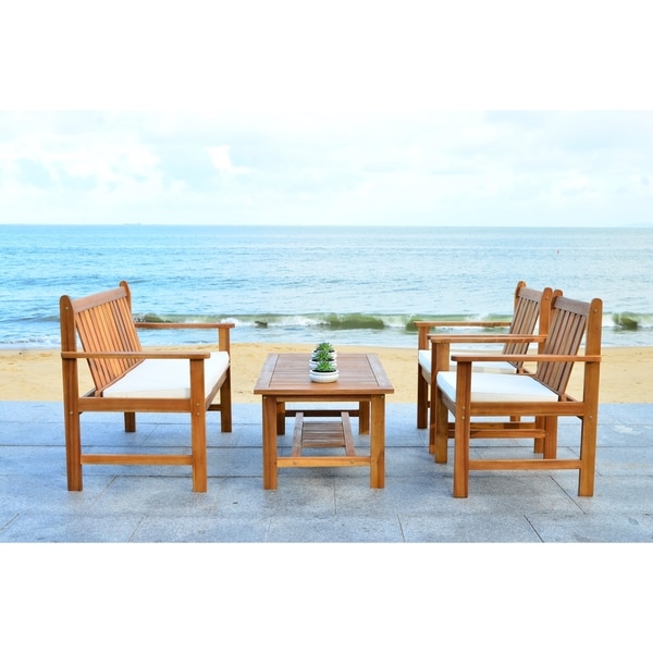Shop Safavieh Burbank Brown Acacia Wood 4-piece Outdoor Furniture Safavieh Burbank Brown Acacia Wood 4-piece Outdoor Furniture Set - Shop Safavieh Burbank Brown Acacia Wood 4-piece Outdoor Furniture