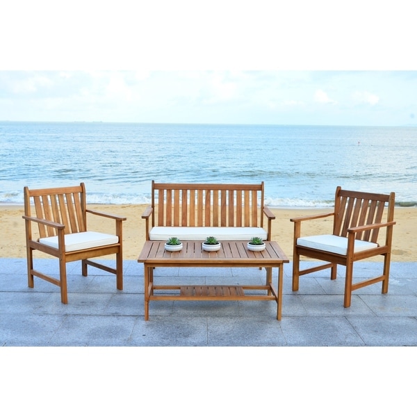Safavieh Outdoor Living Burbank Brown Acacia Wood 4-piece Furniture Set