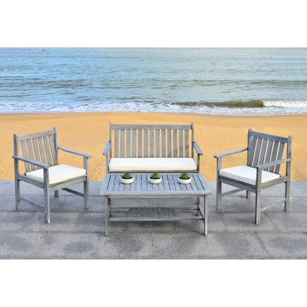 Shop Safavieh Outdoor Living Burbank Grey Wash Acacia Wood ... Shop Safavieh Outdoor Living Burbank Grey Wash Acacia Wood ... on Safavieh Outdoor Living Montez 4 Piece Set id=76216