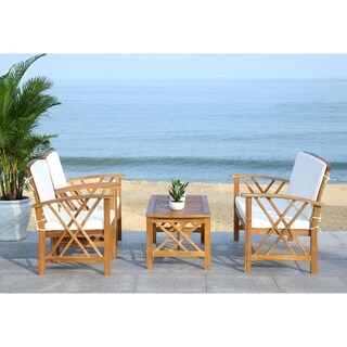 Safavieh Outdoor Living Fontana Beige Acacia Wood 4-piece Furniture Set