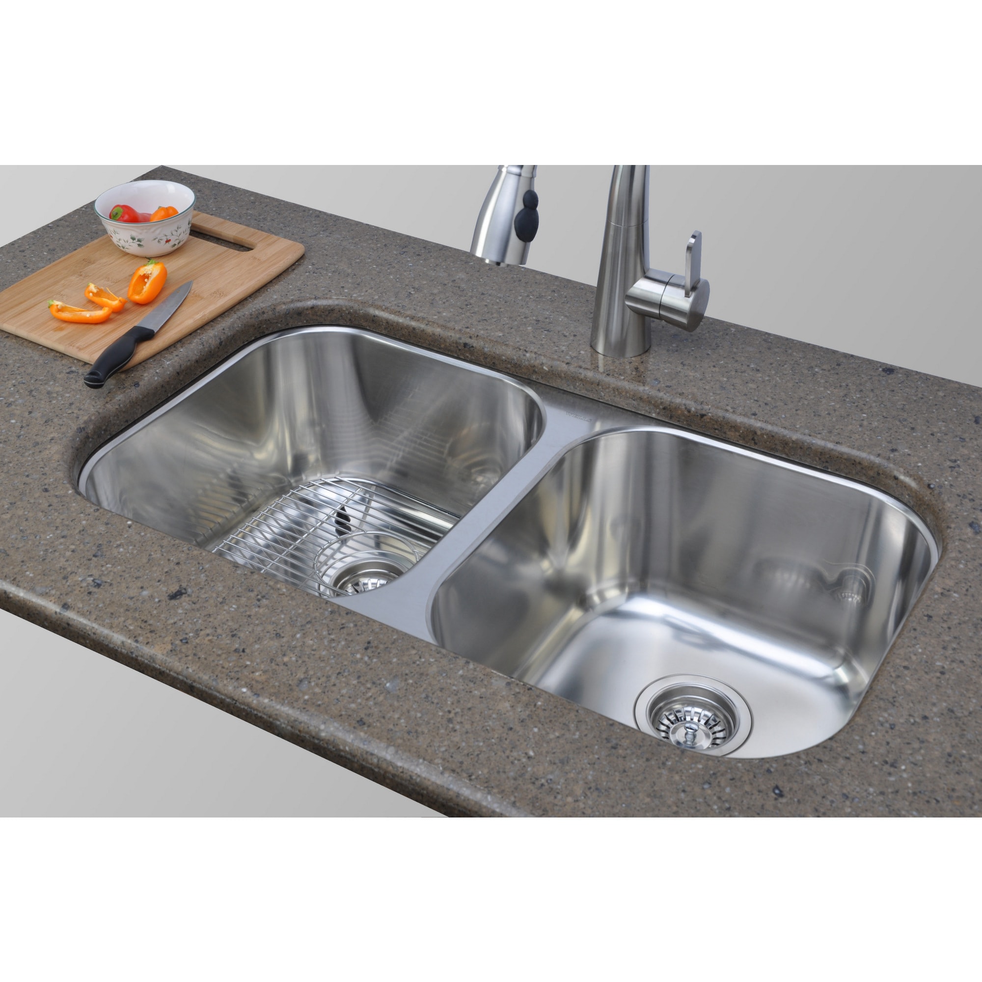 Wells Sinkware 17 Gauge Deck/ 18 Gauge Double Bowl Undermount Stainless Steel Kitchen Sink