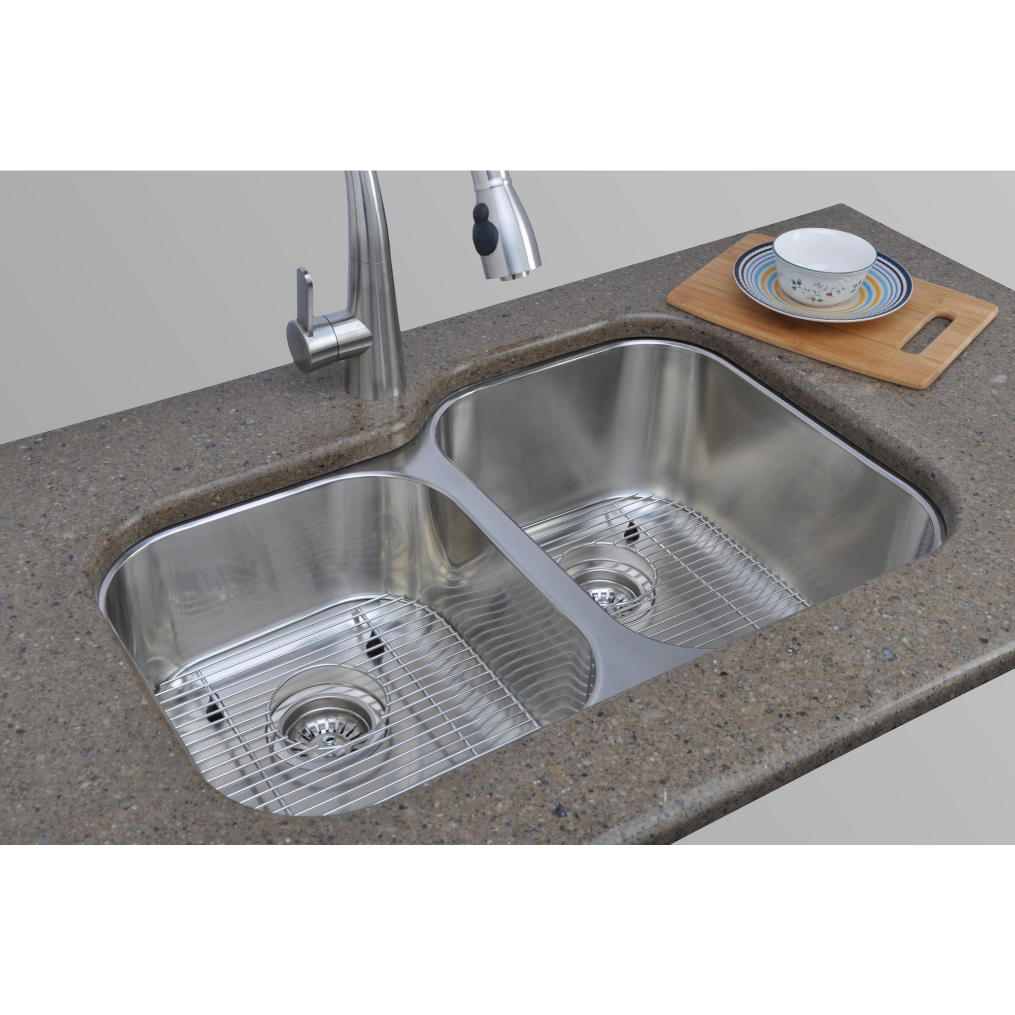 Wells Sinkware 17 Gauge Deck/ 18 Gauge Double Bowl Undermount Stainless Steel Kitchen Sink