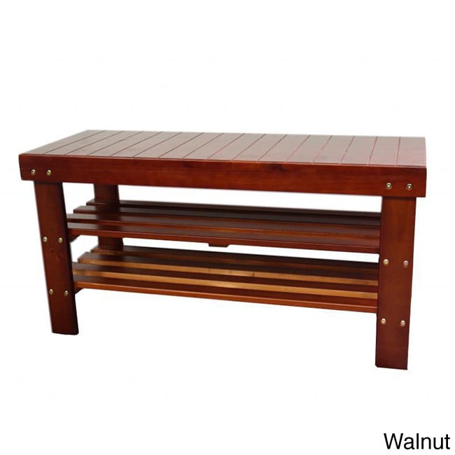 Wood 2 shelf Shoe Organizer Bench