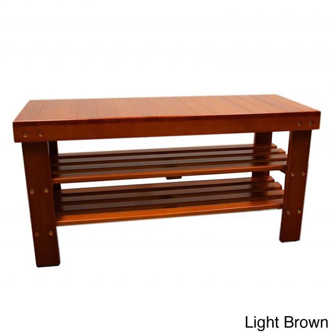 Wood 2 shelf Shoe Organizer Bench