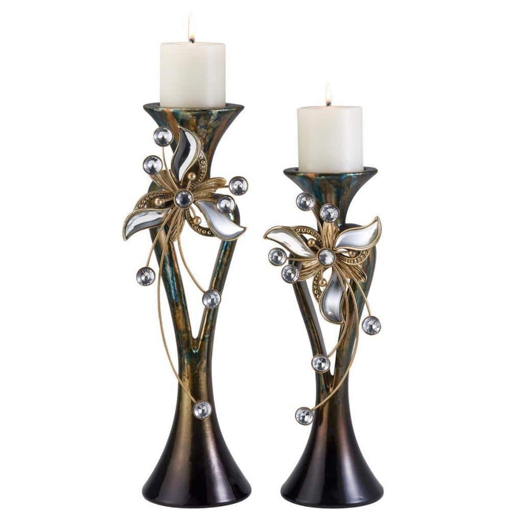 Florria Bronze 2-piece Decorative Candle Holder Set