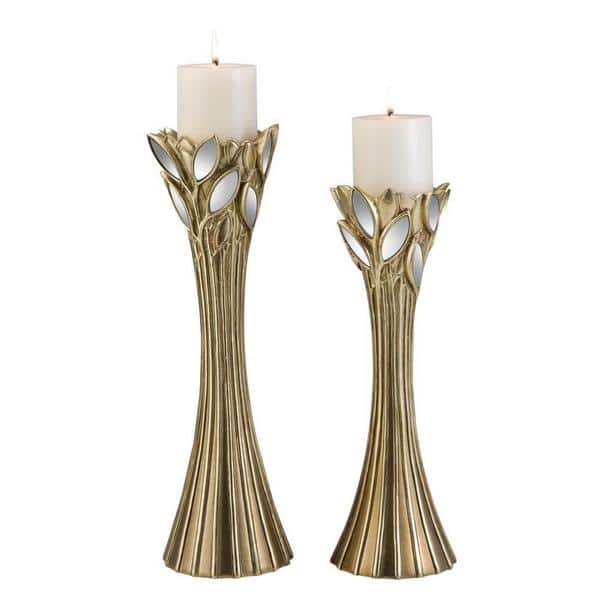 Gaia Gold 2-piece Candle Holder Set - Bed Bath & Beyond - 9003865