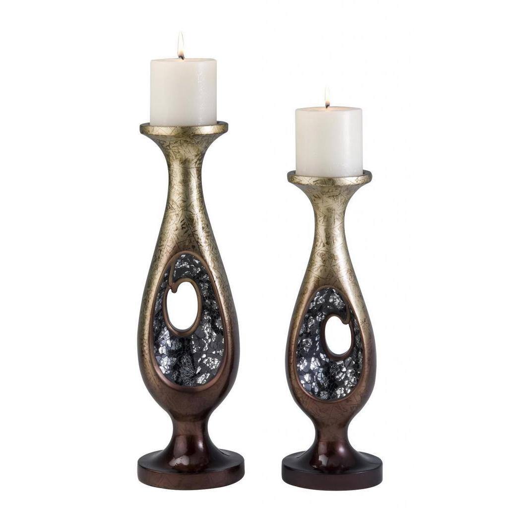 Minerale Black/ Gold 2-piece Candle Holder Set