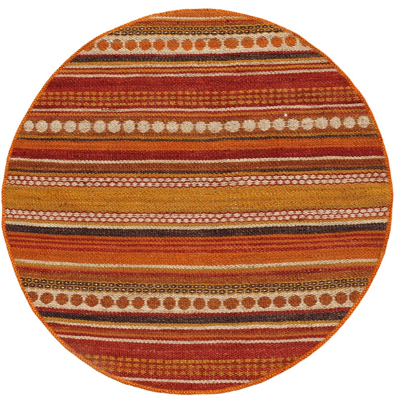 Hand woven Sindhi Rust Jute Rug (6 X 6 Round)