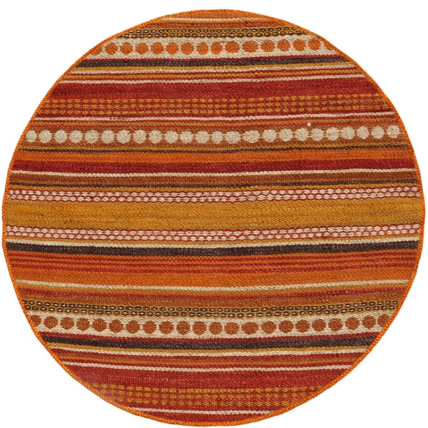 Hand woven Sindhi Rust Jute Rug (6 x 6 Round)   Shopping