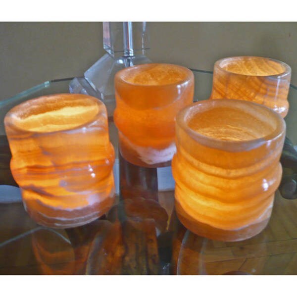 Shop Handmade Bamboo Forest Alabaster Candle Holders (Egypt) On Sale