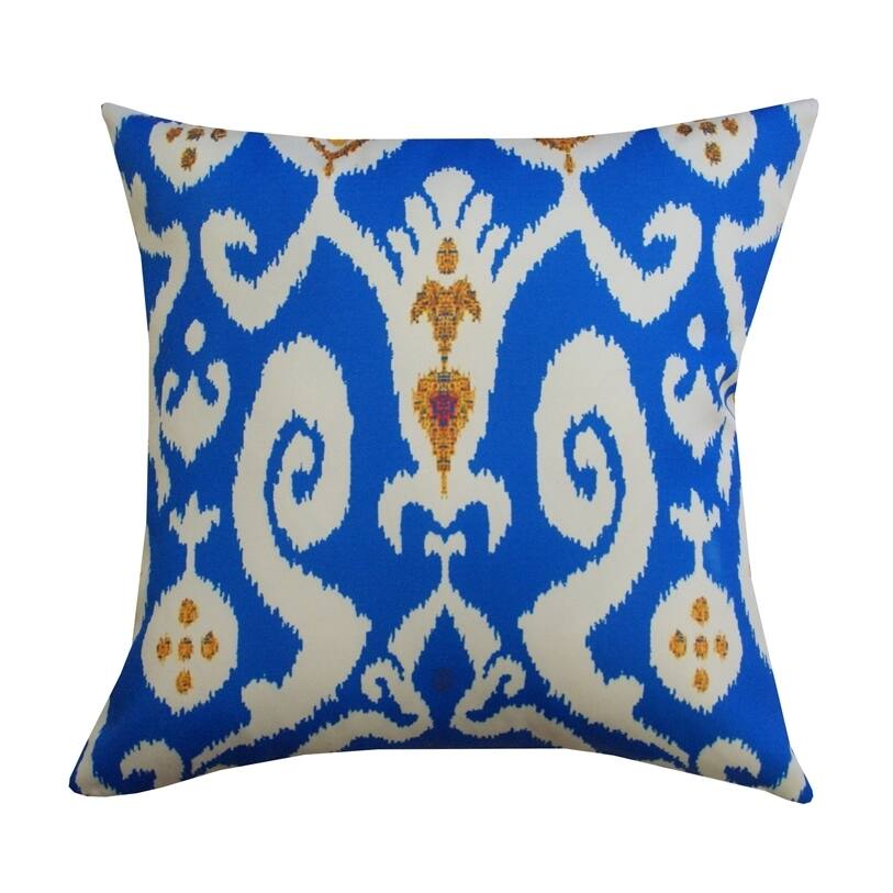 Handmade 20 x 20-inch All-Over Ikat Outdoor Throw Pillow (India)