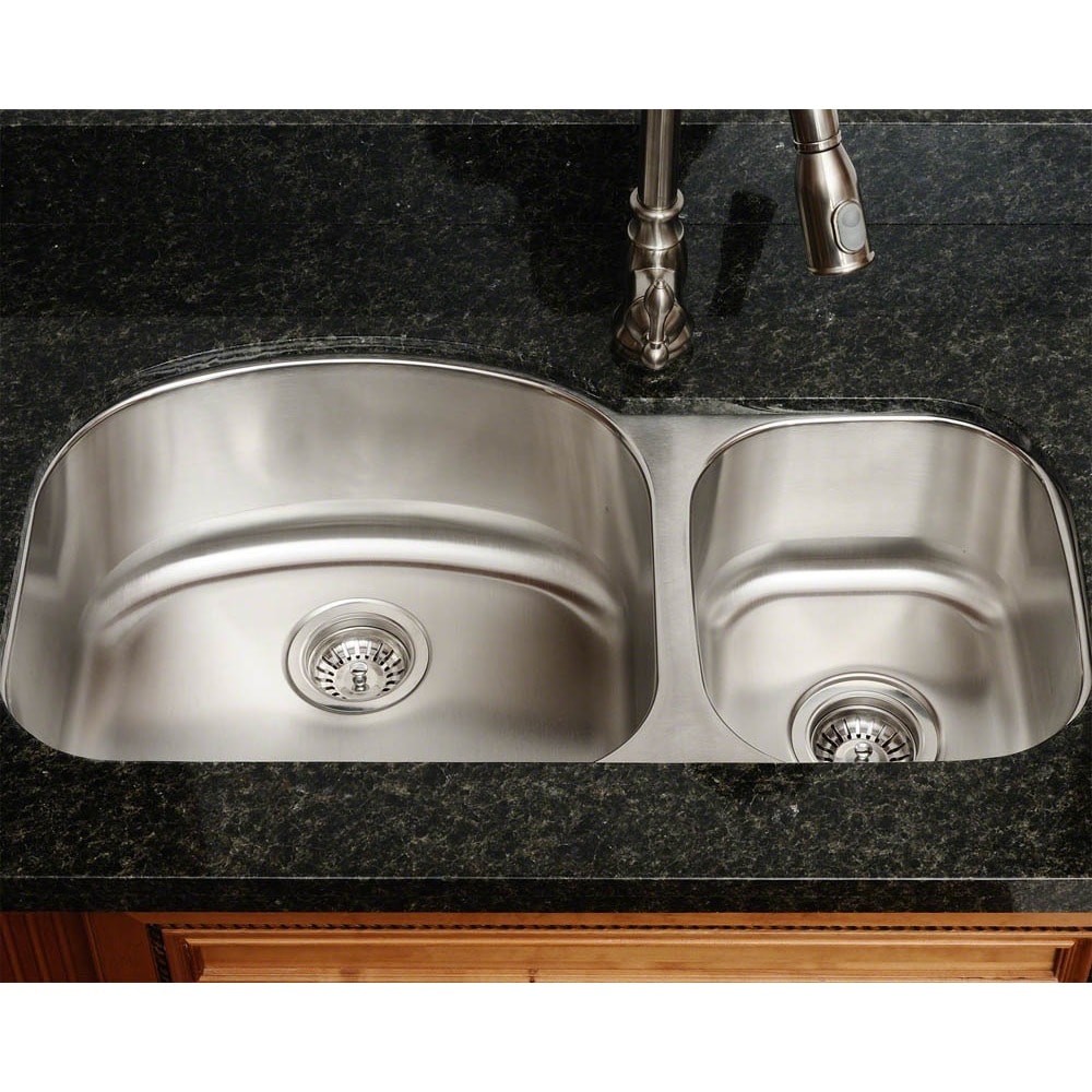 Polaris Pl105 16 Gauge Offset Double Bowl Stainless Steel Sink