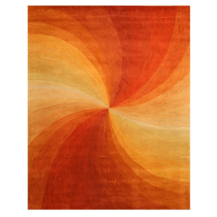 Eorc Hand tufted Wool Red Swirl Rug (4 X 6)