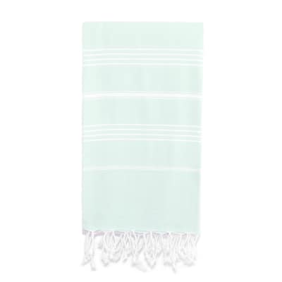 Authentic Pestemal Fouta Original Aqua Blue/ White Stripe Turkish Cotton Bath/ Beach Towel