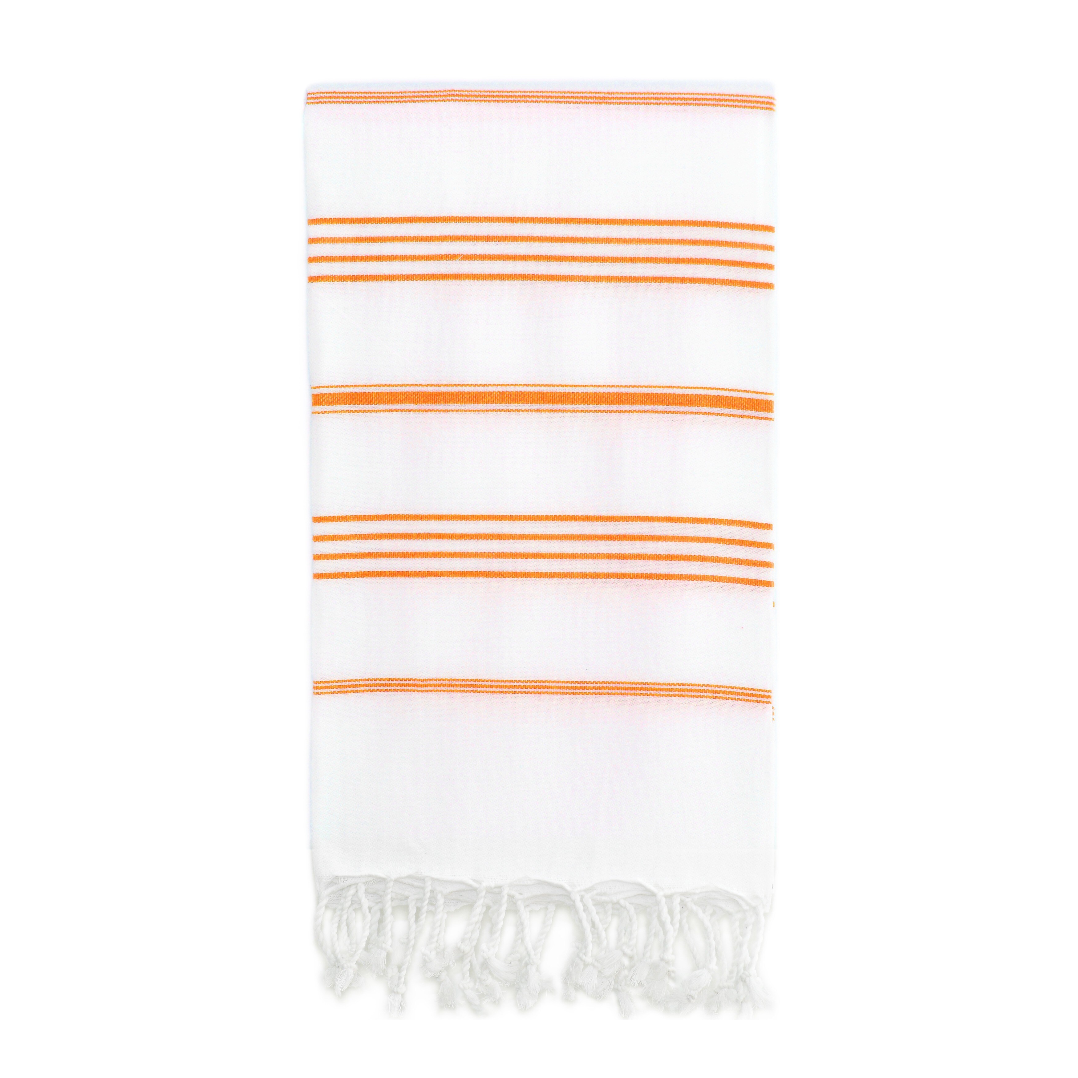 orange and white beach towels