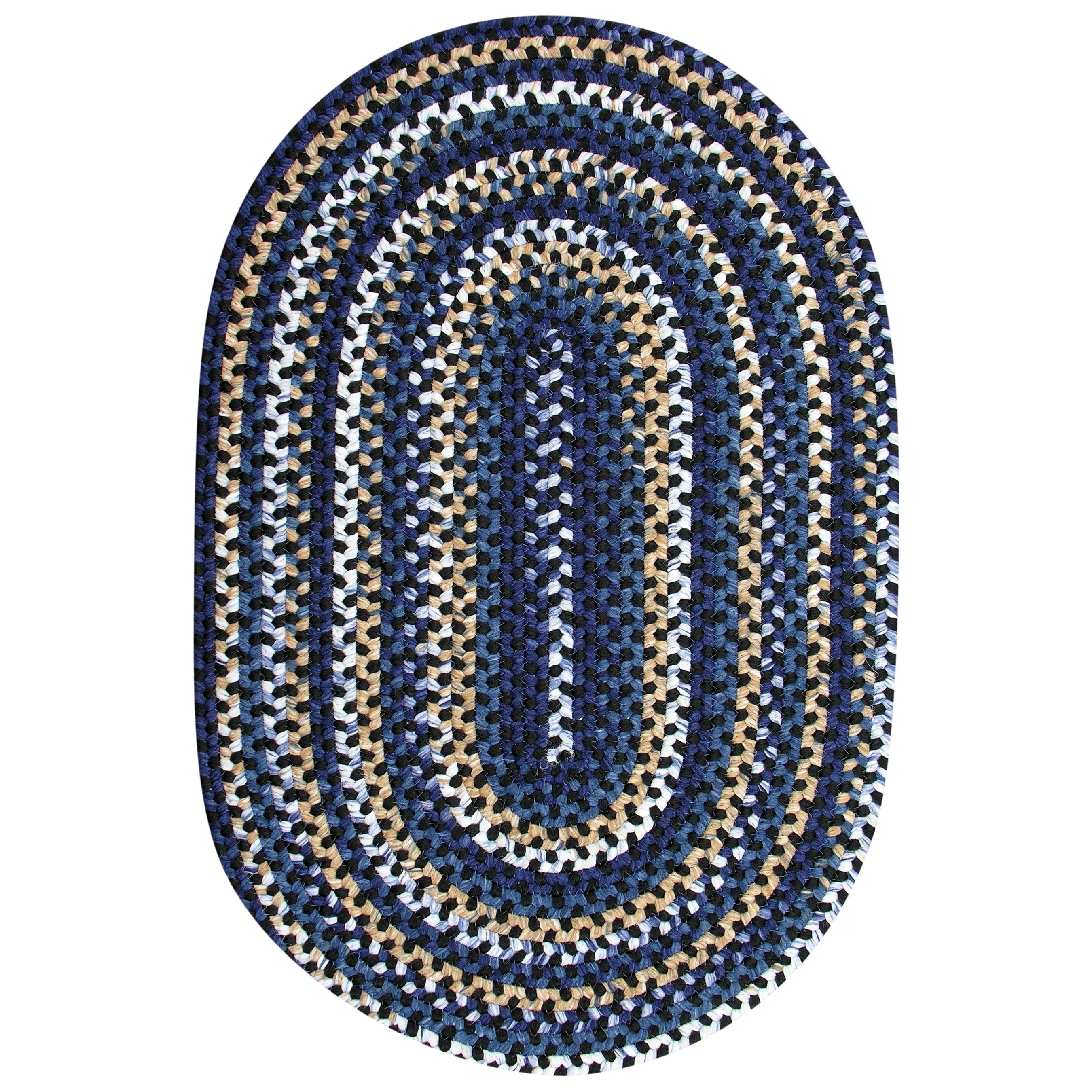 Watch Hill Black And Navy Braided Rug (36 X 56)