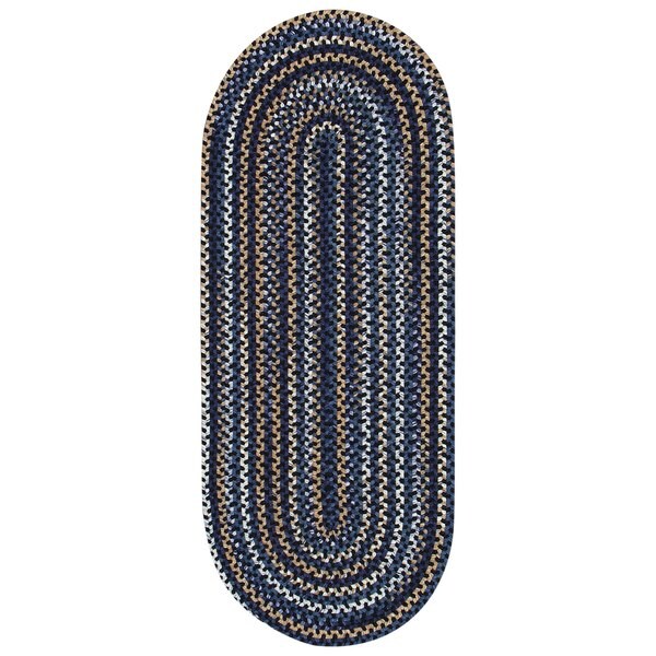Shop Beacon Hill Black Onyx and Navy Braided Runner Rug 2' x 9