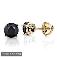 Auriya 14k Gold 1 2ct Tdw 3 G Round Single Stud Black Luxurman 14k Gold 1 2ct Tdw Black Diamond G Set Stud Earrings