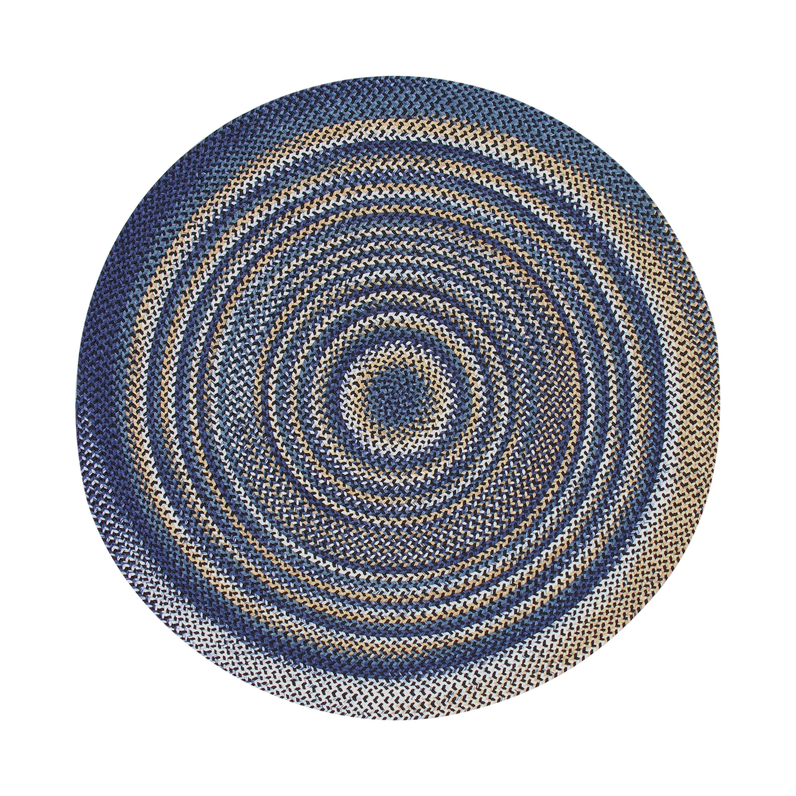 Watch Hill Onyx And Navy Braided Rug (8 Round)