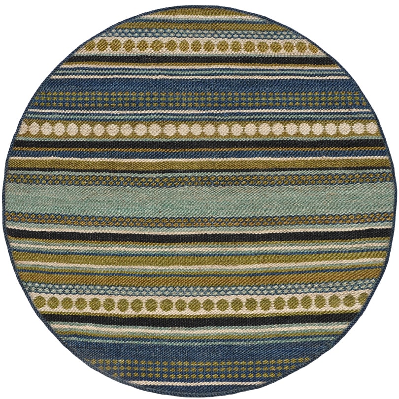 Hand woven Sindhi Blue Jute Rug (6 Round)