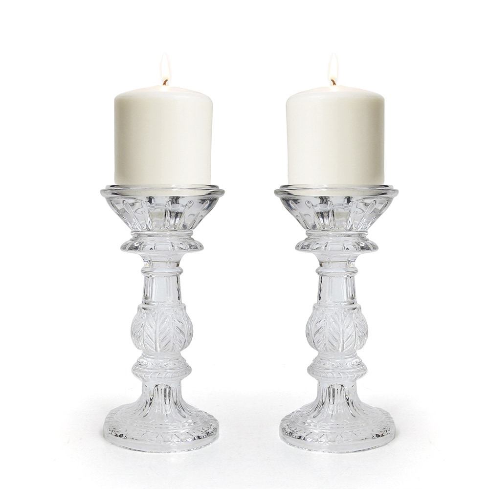 Luxe Crystal Leaf Design Candle Holders (set Of 2)