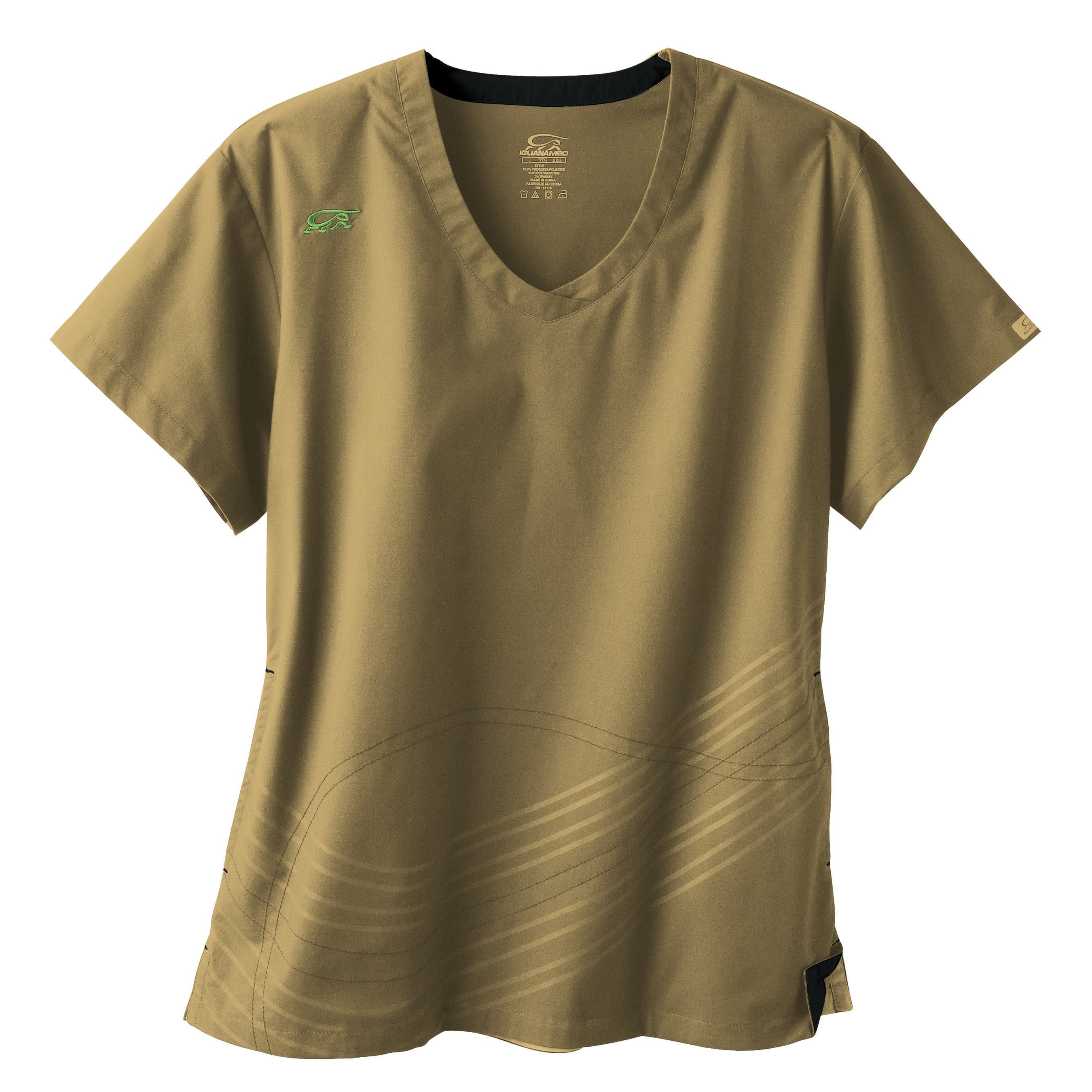 Iguanamed Womens Sahara Tan Dual Swirl Scrubs Top