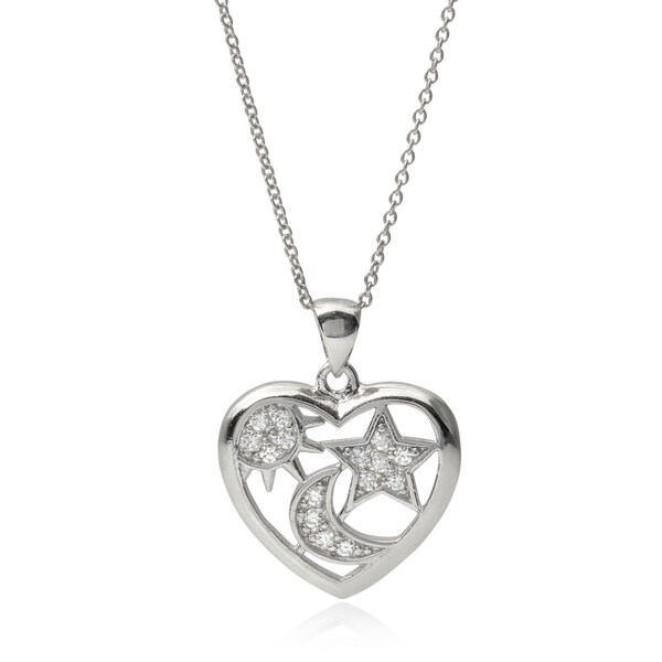 Journee Collection Sterling Silver Cubic Zirconia 'Sun Moon Star Heart ...