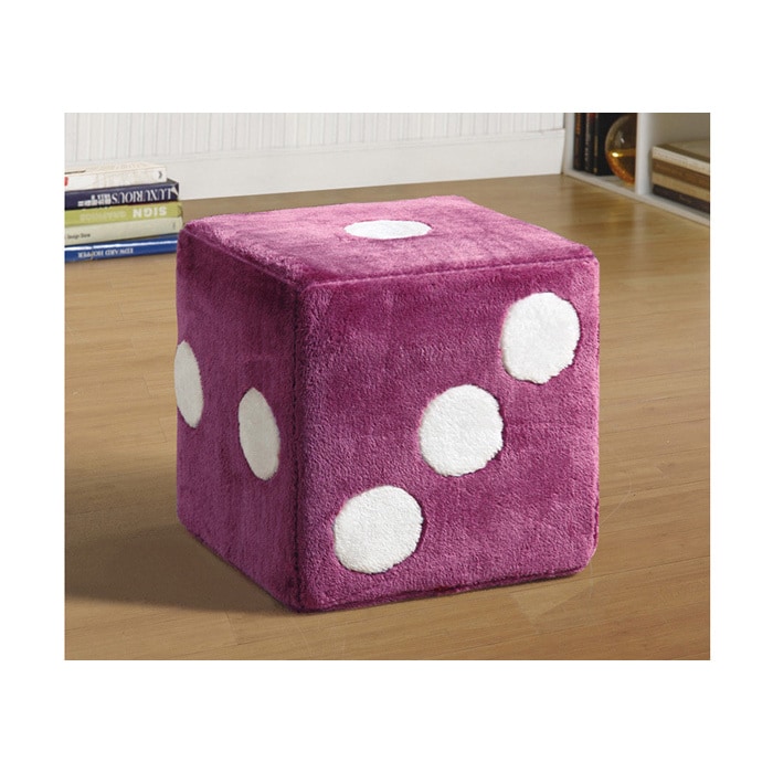 Pink Fuzzy Dice Ottoman