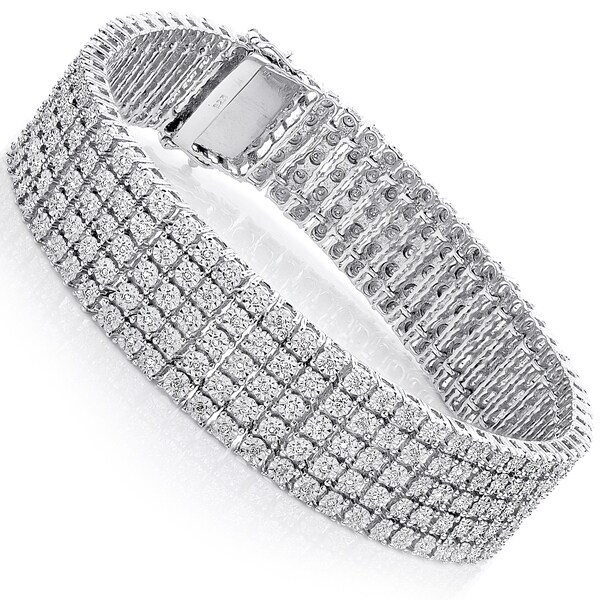 Sterling Silver 4 5ct Tdw 5 Row Pave Diamond Bracelet H I Si1 Sterling Silver 4 5ct Tdw 5 Row Pave Diamond Bracelet H I Si1