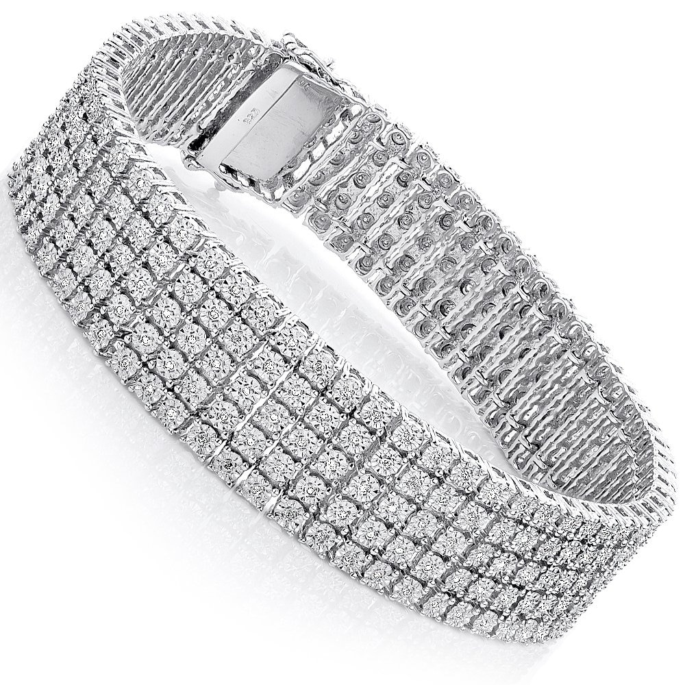 Sterling Silver 4 5ct Tdw 5 Row Pave Diamond Bracelet H I Si1 Si2 Overstock