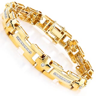 Diamond Men S Bracelets Online At Our Best Luxurman 14k Gold Men S 2ct Tdw Diamond Link Bracelet