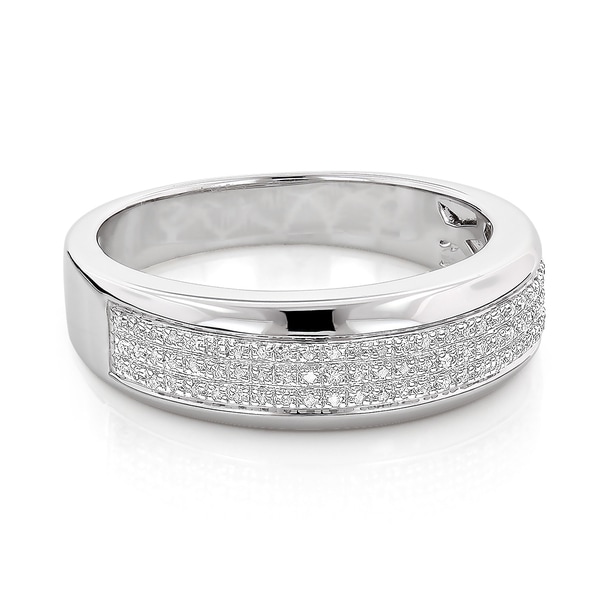Sterling Silver 1/5ct TDW Men's Pave Diamond Band