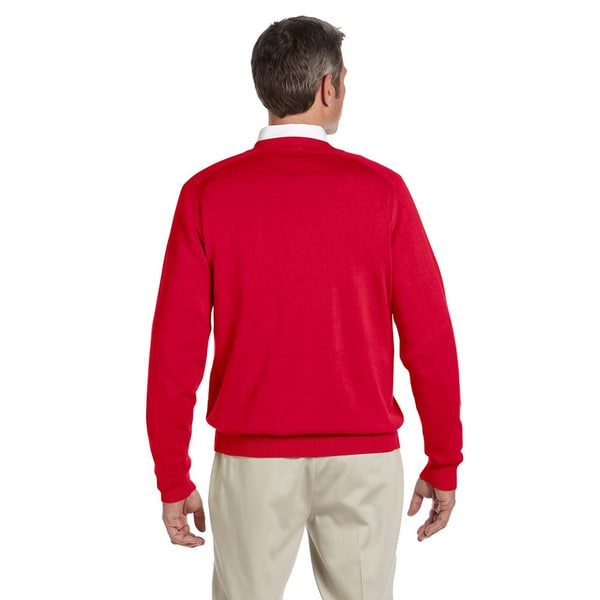 red v neck sweater mens outfit